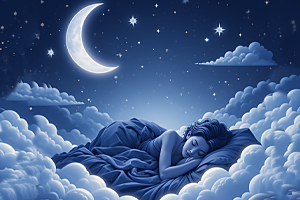 Une femme dort dans les nuages